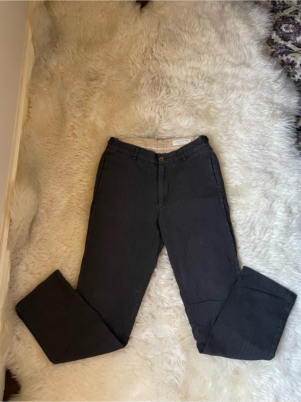 Vintage | Rare Rag & Bone grey herringbone slim leg men’s trousers